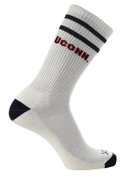 Connecticut Huskies Socks - Vintage Striped, NCAA Licensed (Large)