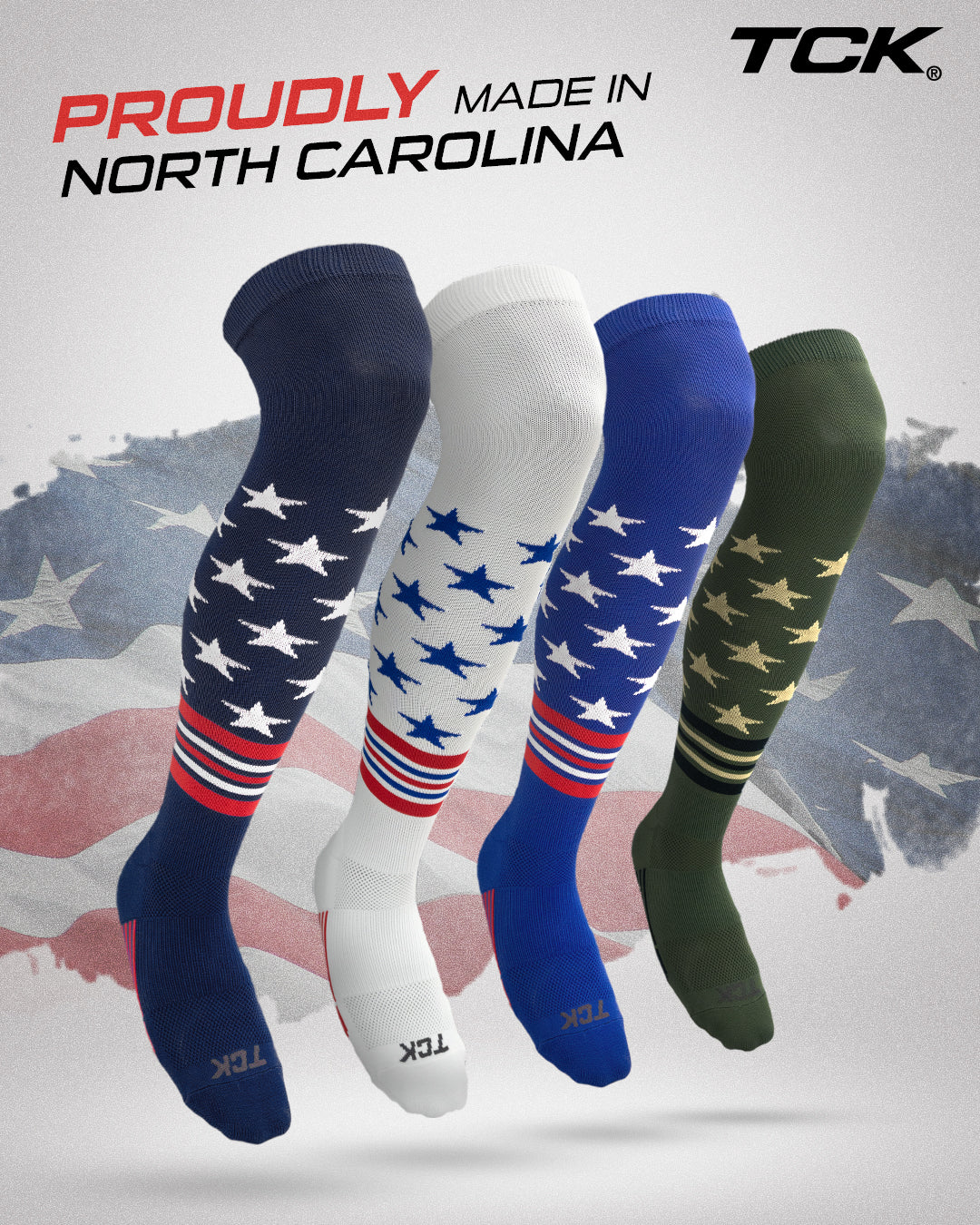 TCK Freedom Dugout USA Made Stars & Stripes OTK Socks