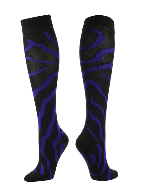 TCK Sports Krazisox Zebra Stripe Socks (Black/Purple, Small)