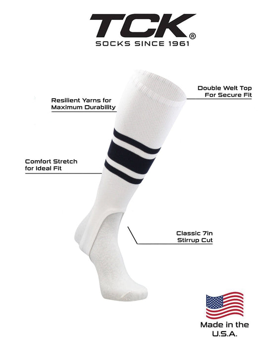 White Stirrups for Softball and Baseball with Stripes