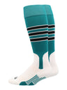 Baseball Stirrup Socks Pattern D (Teal/White/Black, Large)