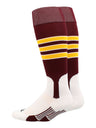 Baseball Stirrup Socks Pattern D (Maroon/White/Gold, X-Large)