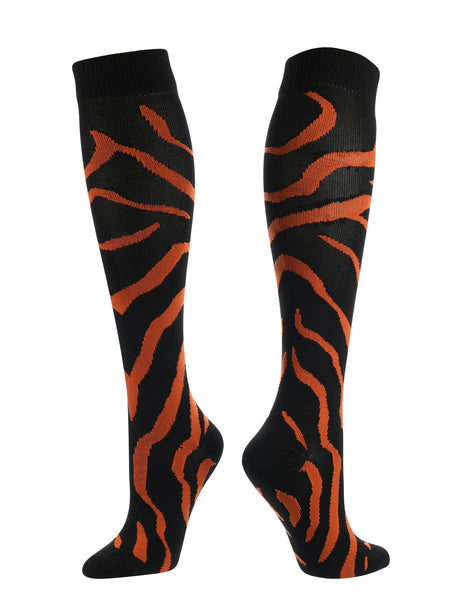 TCK Sports Krazisox Zebra Stripe Socks (Black/Orange, Small)