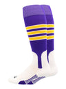 Baseball Stirrup Socks Pattern D (Purple/White/Gold, Medium)