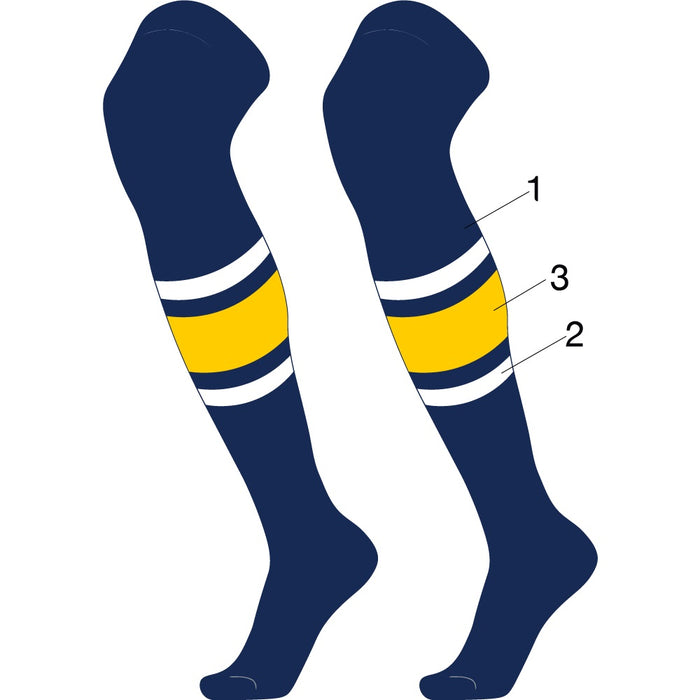 Custom Striped Over the Knee Baseball Socks - Dugout Pattern E