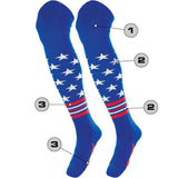 Custom Over the Knee Baseball and Softball Socks - Dugout Freedom Pattern