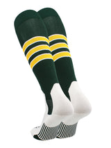 Baseball Stirrup Socks Pattern D (Dark Green/White/Gold, X-Large)
