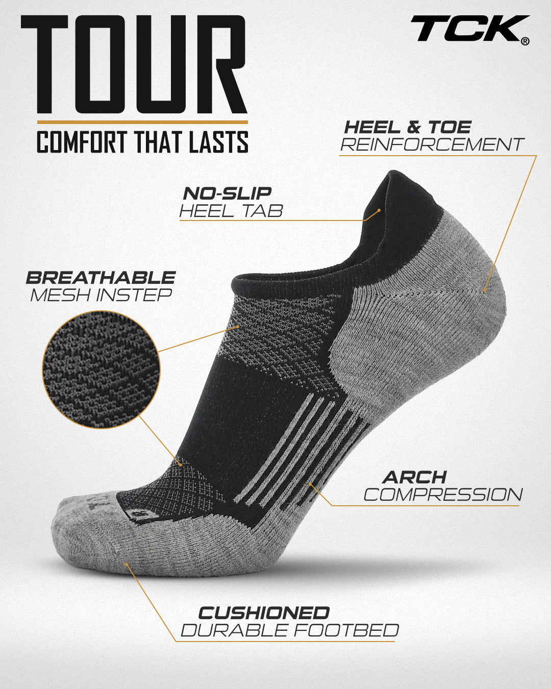 The Tour Golf Socks for Men and Women's No Show