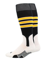Baseball Stirrup Socks Pattern D (Black/White/Gold, Large)