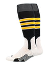 Baseball Stirrup Socks Pattern D (Black/White/Gold, Large)