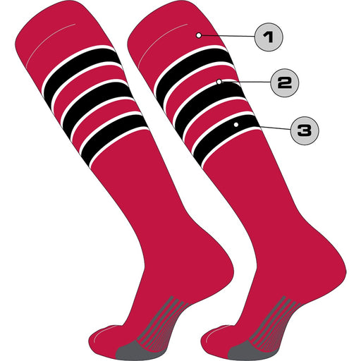 Custom Dugout Striped Baseball Socks - Pattern D