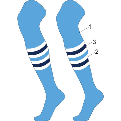 Custom Striped Over the Knee Baseball Socks - Dugout Pattern I