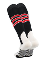 Baseball Stirrup Socks Pattern D (Black/White/Scarlet, Large)