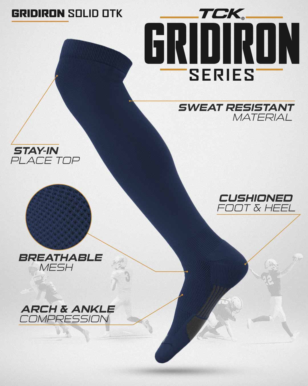 TCK Over the Knee Football & Flag Socks - Made in USA