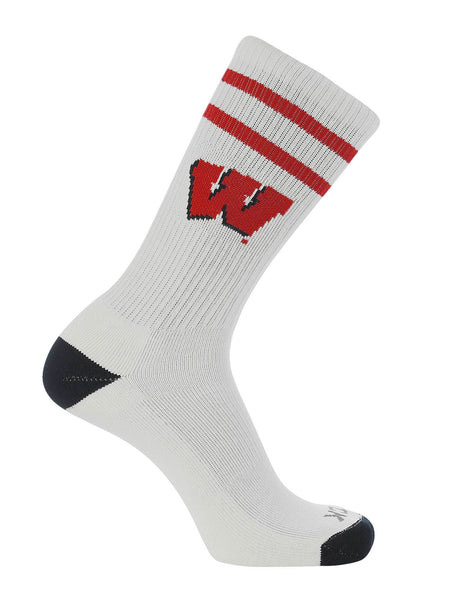 Wisconsin Badgers Socks - Vintage Striped, NCAA Licensed (Large)