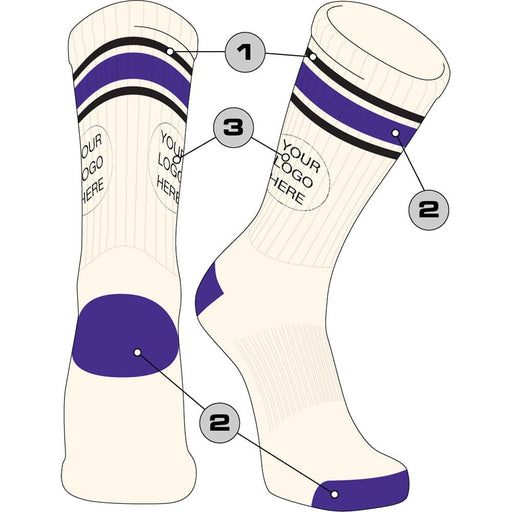 Custom Vintage Crew Socks Triple Stripe Design