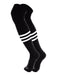 Dugout 3 Stripe Over the Knee Baseball Socks Pattern B (Black/White, X-Large)