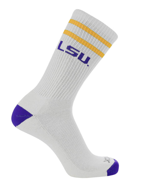 LSU Tigers Socks - Vintage Striped, NCAA Licensed (Large)