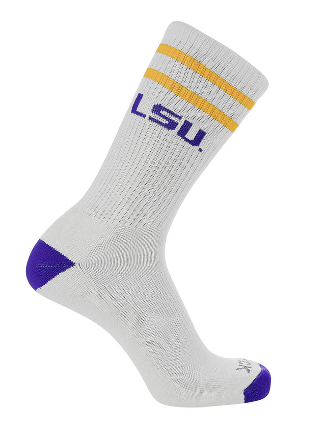 LSU Tigers Socks - Vintage Striped, NCAA Licensed (Large)