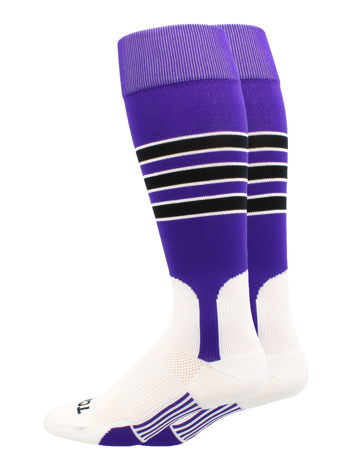 Baseball Stirrup Socks Pattern D (Purple/White/Black, X-Large)