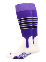 Baseball Stirrup Socks Pattern D (Purple/White/Black, X-Large)