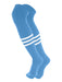 Dugout 3 Stripe Over the Knee Baseball Socks Pattern B (Columbia Blue/White, Large)