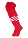 Dugout 3 Stripe Over the Knee Baseball Socks Pattern B (Scarlet/White, X-Large)