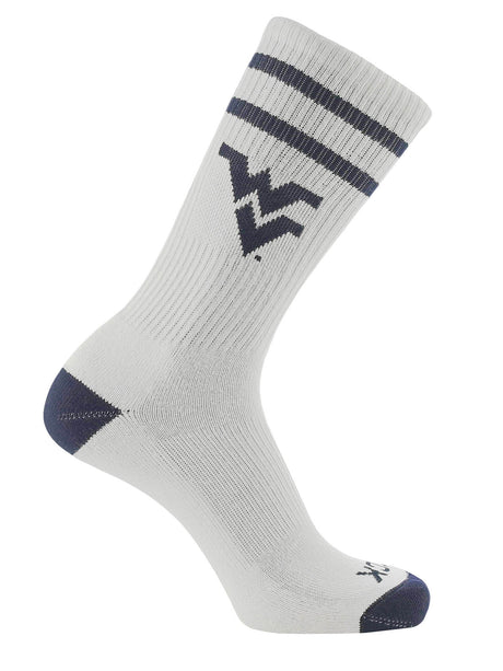 West Virginia Mountaineers Socks - Vintage Striped, NCAA Licensed (Large)