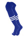 Dugout 3 Stripe Over the Knee Baseball Socks Pattern B (Royal/White, Medium)