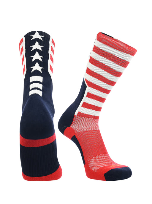 Crew Length American Socks with USA Flag