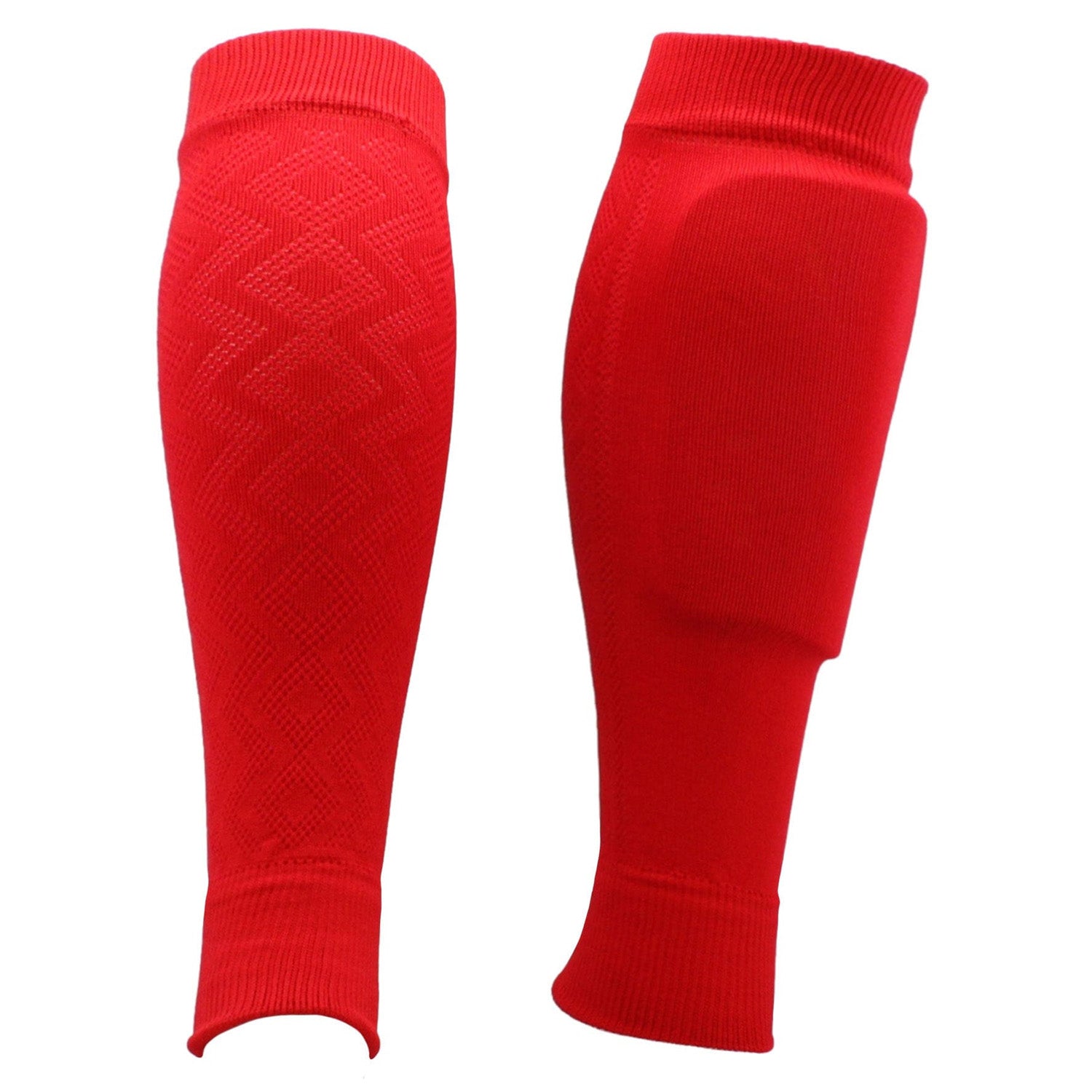 red soccer shin guard sleeves