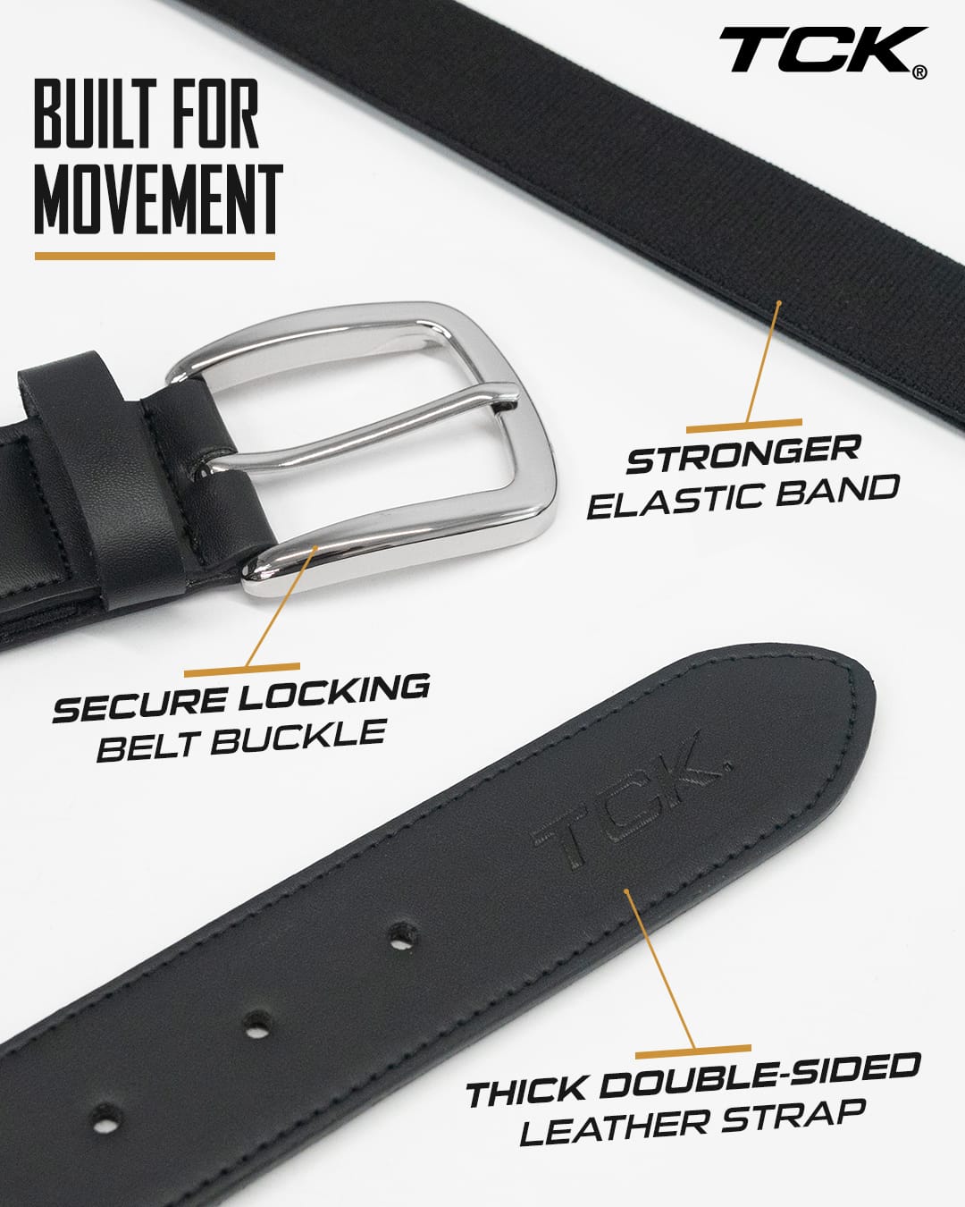 TCK Pro Baseball & Softball Belt | Premium Stretch Fit | Sizes for Youth & Adults