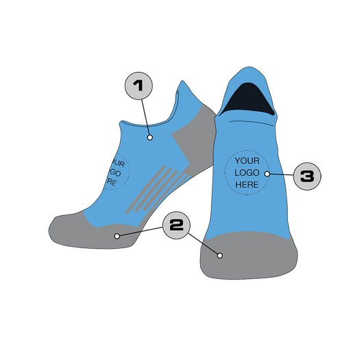 TCK Bottom/Top / Large Custom No Show Socks with Heel Tab - Tour Sock