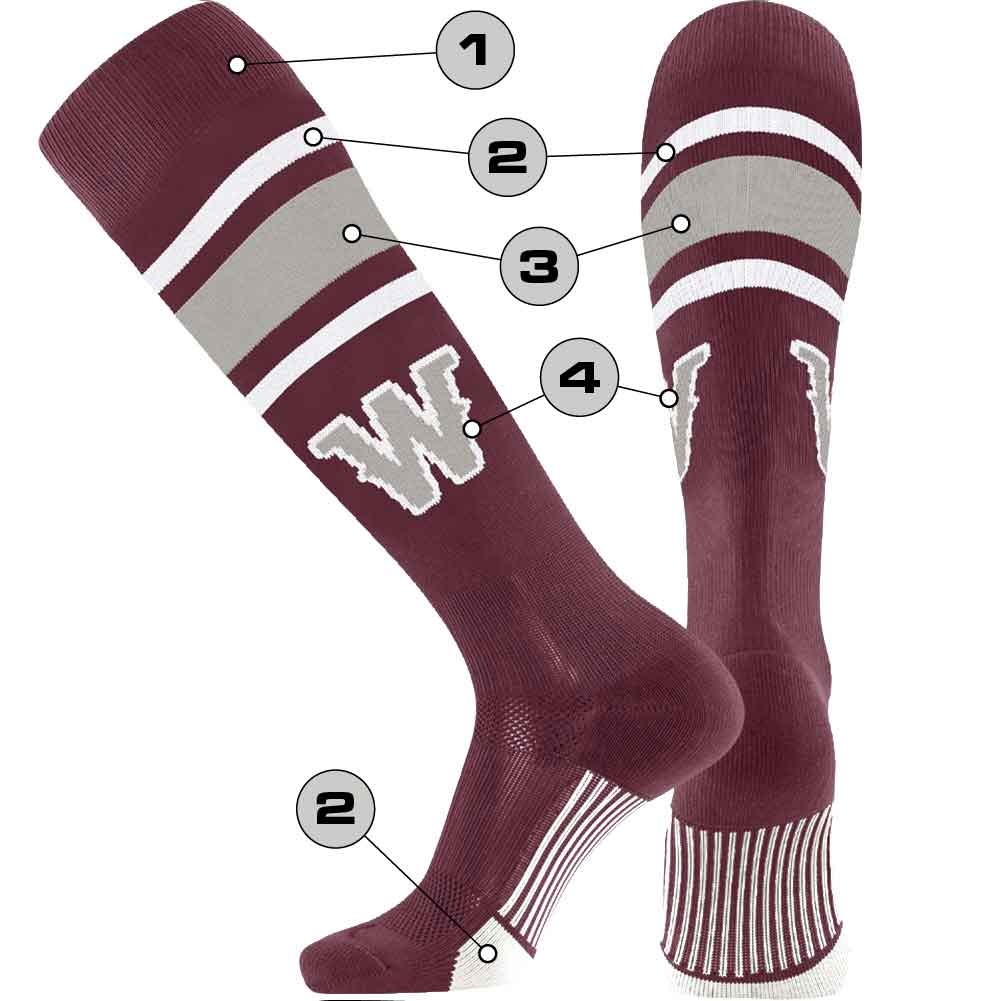 TCK Custom Dugout Striped Baseball Socks - Pattern E