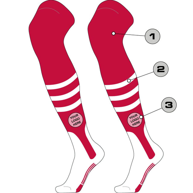 TCK Custom Over the Knee Baseball Stirrup Socks - Dugout Pattern B