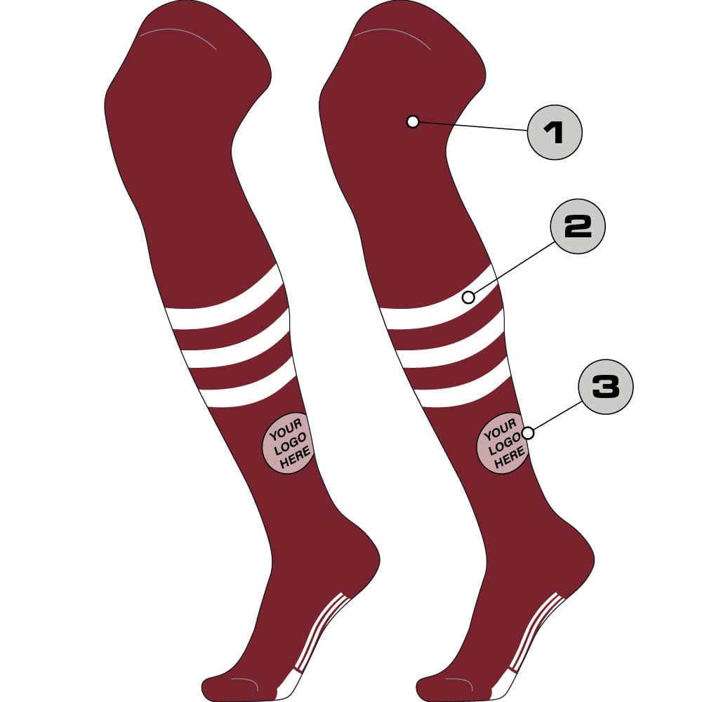 TCK Custom Striped Over the Knee Baseball Socks - Dugout Pattern B