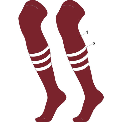 TCK Custom Striped Over the Knee Baseball Socks - Dugout Pattern B