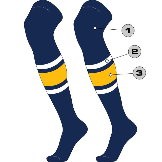 TCK Custom Striped Over the Knee Baseball Socks - Dugout Pattern E