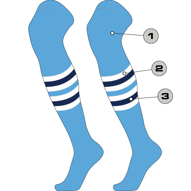 TCK Custom Striped Over the Knee Baseball Socks - Dugout Pattern I
