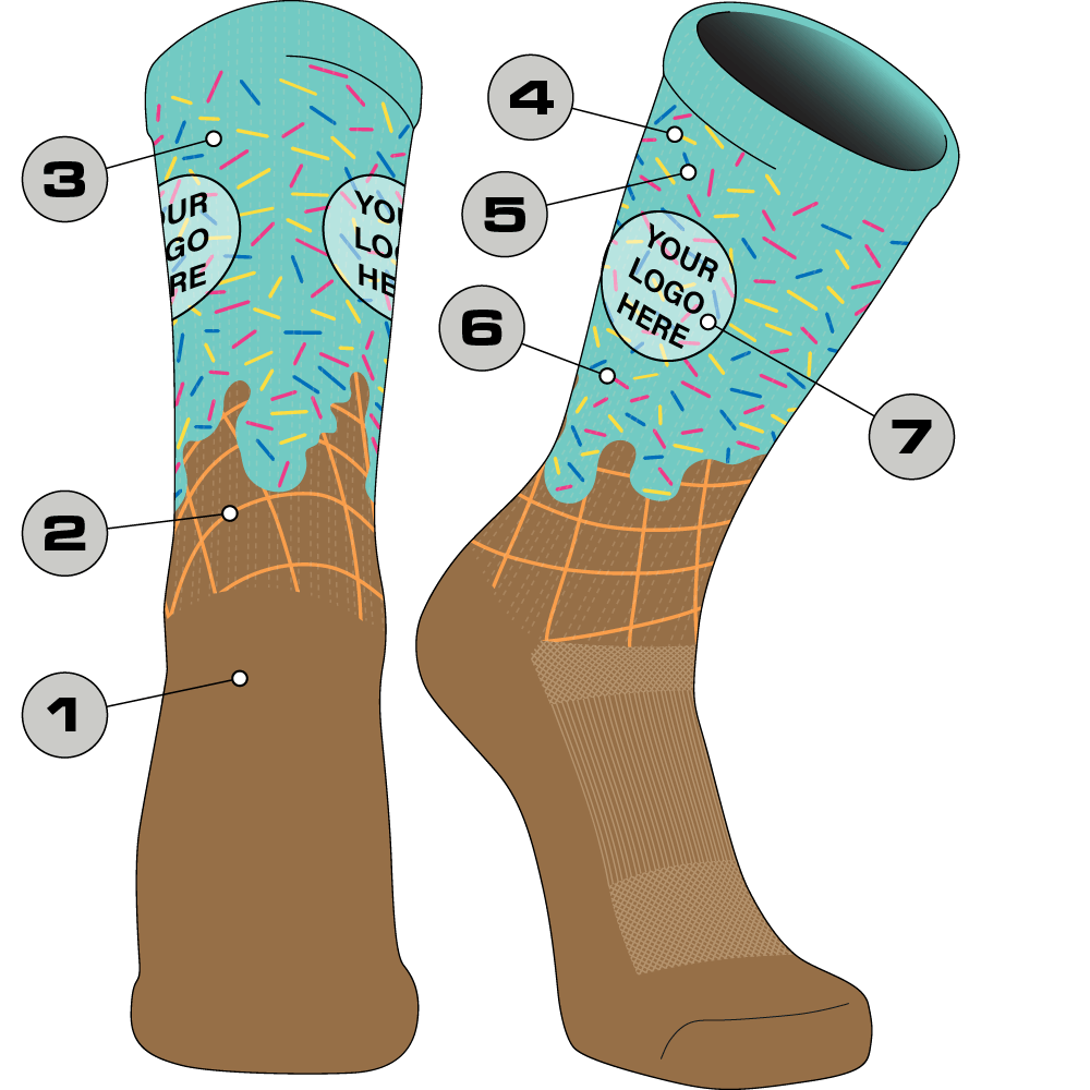 Ice Cream Cone Custom Logo Crew Socks