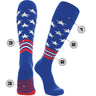 TCK Main/Accent 1 / Large Custom Baseball and Softball Socks - Dugout Freedom Pattern