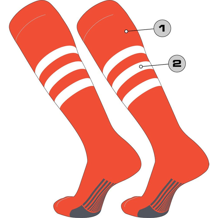 TCK Main/Stripes / Large Custom Dugout Striped Baseball Socks - Pattern B