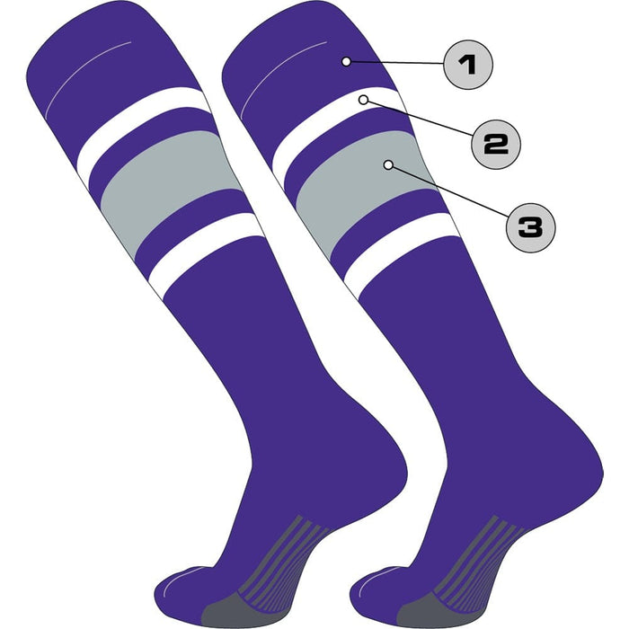 TCK Main/Thick Stripe/Thin Stripes / Large Custom Dugout Striped Baseball Socks - Pattern E