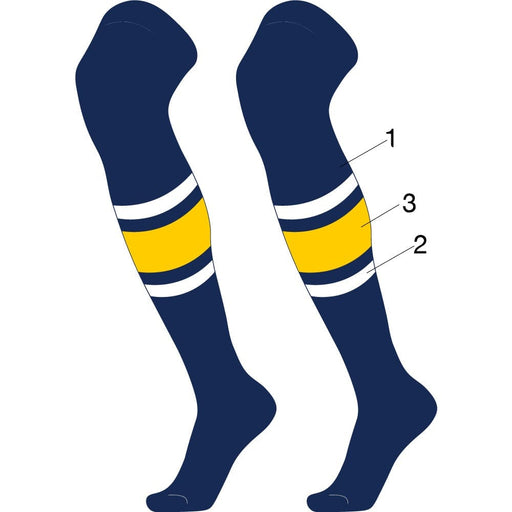TCK Main/Thick Stripe/Thin Stripes / Large Custom Striped Over the Knee Baseball Socks - Dugout Pattern E