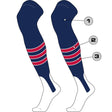 TCK Stirrup/Stripes/Accent/Sock / Large Custom Over the Knee Baseball Stirrup Socks - Dugout Pattern D