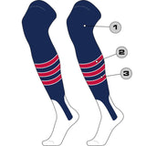 TCK Stirrup/Stripes/Accent/Sock / Large Custom Over the Knee Baseball Stirrup Socks - Dugout Pattern D
