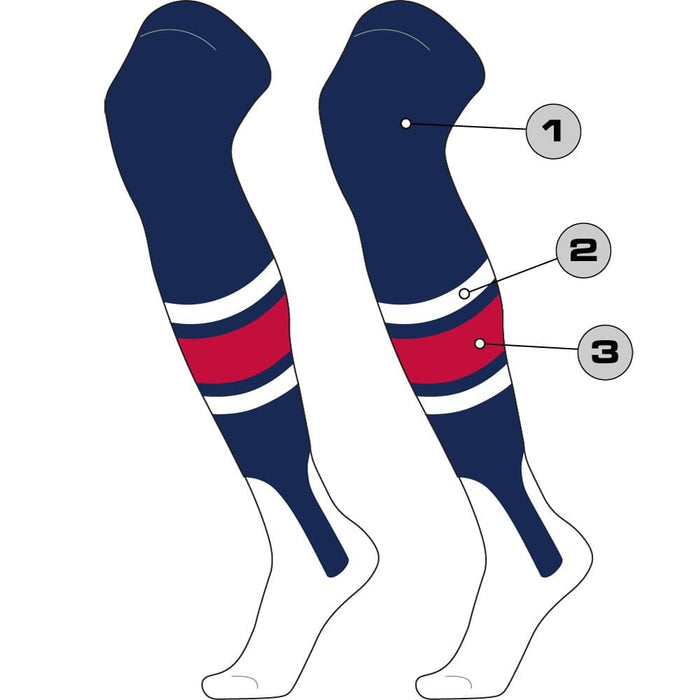 TCK Stirrup/Thick Stripe/Thin Stripe/Sock / Large Custom Over the Knee Baseball Stirrup Socks - Dugout Pattern E