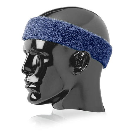 TCK Navy / One Size Made in USA Universal Fit Terry Headband – Performance Acrylic – Bulk Sports Sweatbands for Youth & Adults