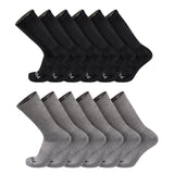 TCK 12 Pairs-Black/Grey / Large Seamless, Cushioned Crew Socks: Moisture Wicking Work & Sport