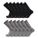 TCK 12 Pairs-Black/Grey / Medium Work & Athletic Crew Socks Multi Pack